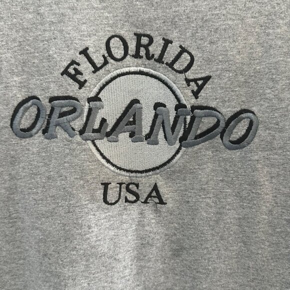 Gildan Ultra Cotton Gray T-Shirt Florida Orlando USA Embroidered Design XL 80% C - Picture 3 of 5
